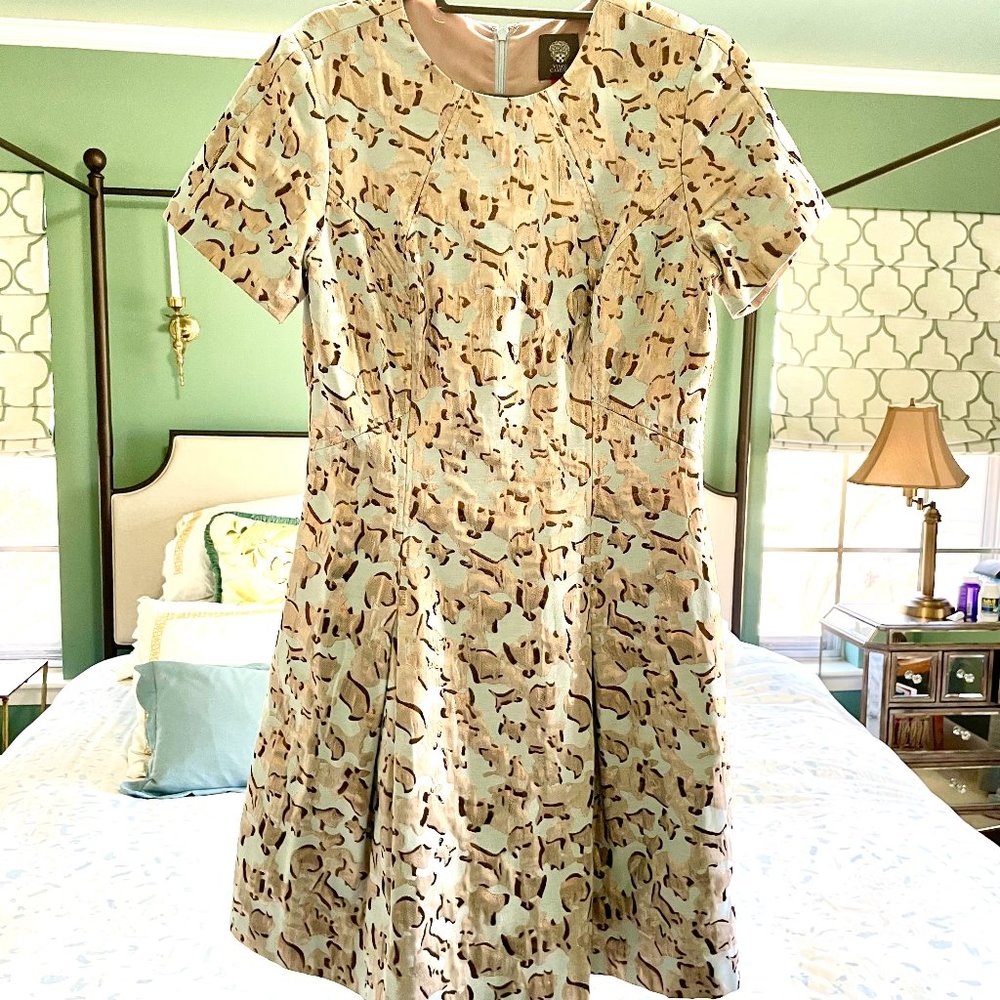 VINCE CAMUTO Iridescent Leopard Print Cocktail Dress